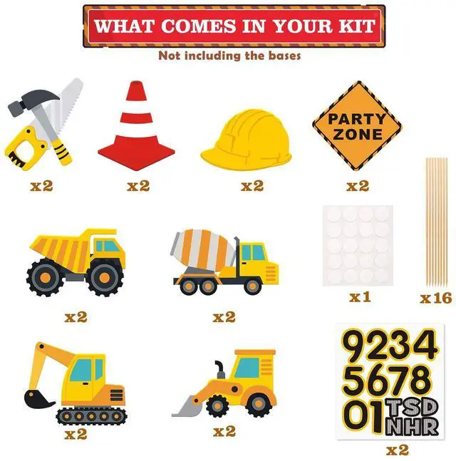 Alt view image 3 of 6 - 16pcs Construction Party Centerpiece Dump Truck Car Table Topper Decoration Zone Birthday Party Supplies