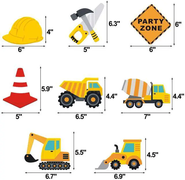 Alt view image 4 of 6 - 16pcs Construction Party Centerpiece Dump Truck Car Table Topper Decoration Zone Birthday Party Supplies