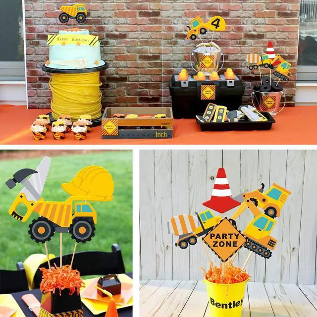 Alt view image 2 of 6 - 16pcs Construction Party Centerpiece Dump Truck Car Table Topper Decoration Zone Birthday Party Supplies