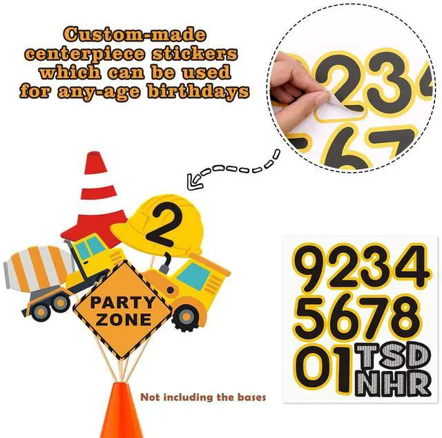 Alt view image 5 of 6 - 16pcs Construction Party Centerpiece Dump Truck Car Table Topper Decoration Zone Birthday Party Supplies