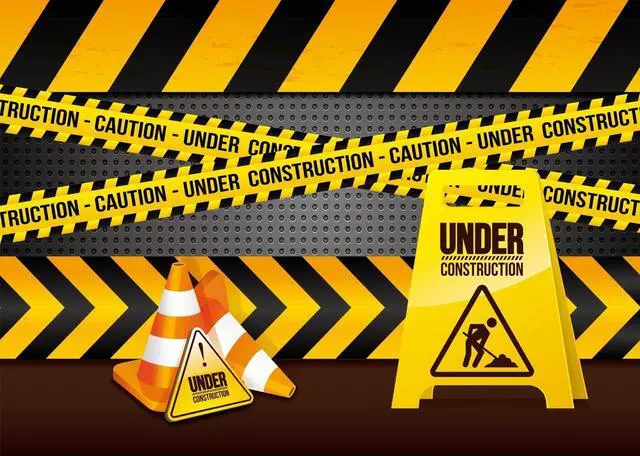 Main image of 5x3ft Fabric Under Construction Backdrop Site Banner Black and Yellow Warning Lines Theme Birthday Party Decorations Children Kids Boys Portrait Photo Props