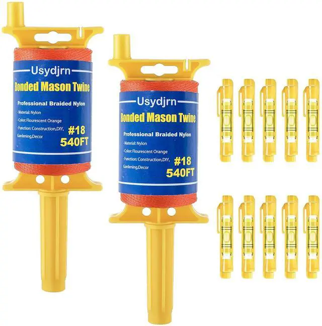 Main image of 2 Pack Mason Line with Handle, 540FT #18 Braided Nylon String with Reloadable Line Reel and 10 Built-in Levels, Precision Construction String Twine for Masonry, Gardening, Surveying, and DIY Projects