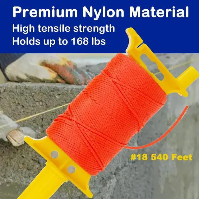 Alt view image 5 of 7 - 2 Pack Mason Line with Handle, 540FT #18 Braided Nylon String with Reloadable Line Reel and 10 Built-in Levels, Precision Construction String Twine for Masonry, Gardening, Surveying, and DIY Projects