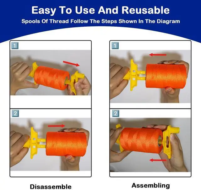 Alt view image 6 of 7 - 2 Pack Mason Line with Handle, 540FT #18 Braided Nylon String with Reloadable Line Reel and 10 Built-in Levels, Precision Construction String Twine for Masonry, Gardening, Surveying, and DIY Projects