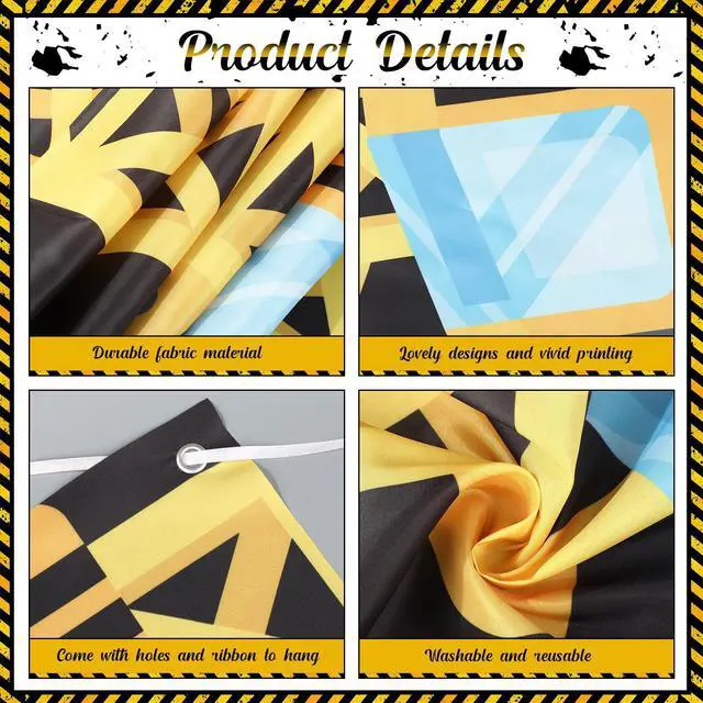 Alt view image 3 of 7 - Construction Door Decorations Construction Truck Porch Sign Banner Yellow Excavator Truck Hanging Door Banner Building Theme Backdrop for Birthday Photo Booth Party Supplies