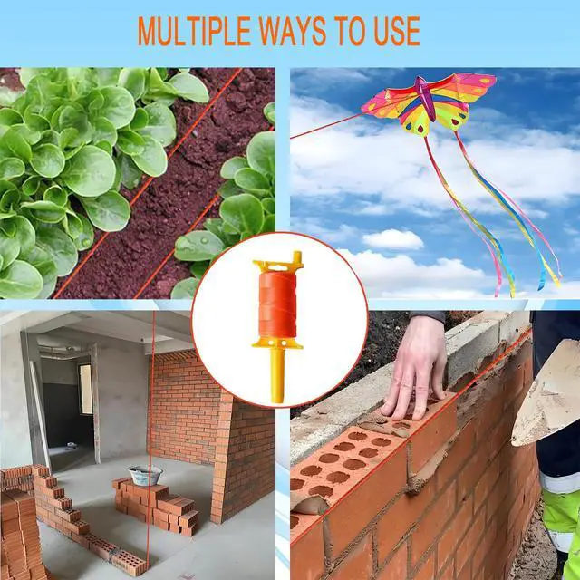 Alt view image 7 of 7 - Mason Line with Handle, Reloadable Reel, #18 Braided Nylon Line, 600 Feet of High Strength Nylon Line for Gardening or Masonry Tools, Kite Twine, Fluorescent Yellow