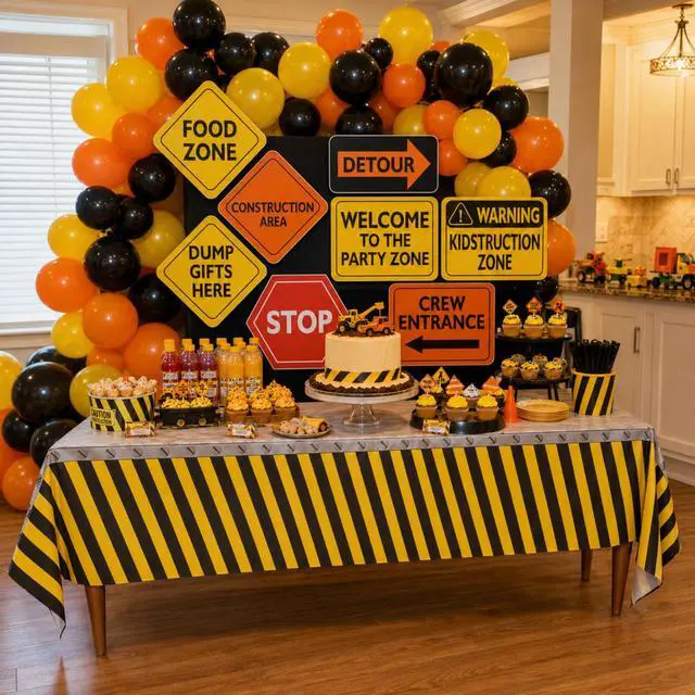 Alt view image 5 of 7 - Construction Table Covers (Pack of 3) - 54"x108" XL - Construction Party Decorations