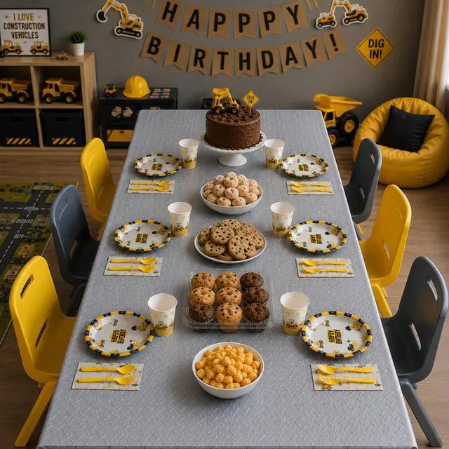 Alt view image 7 of 7 - Construction Table Covers (Pack of 3) - 54"x108" XL - Construction Party Decorations