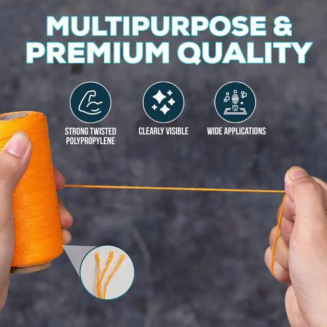 Alt view image 2 of 7 - Mason Line String Reel 260FT, 390FT, 780FT, 1500FT, 2300FT, Durable Construction Twine for Laying Bricks, Blocks, Fences in Gardening, DIY & Landscaping Projects (Orange, 262 Ft)