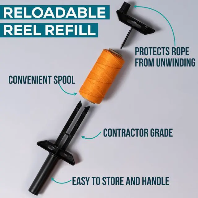 Alt view image 3 of 7 - Mason Line String Reel 260FT, 390FT, 780FT, 1500FT, 2300FT, Durable Construction Twine for Laying Bricks, Blocks, Fences in Gardening, DIY & Landscaping Projects (Orange, 262 Ft)