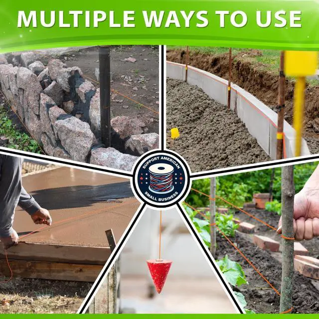 Alt view image 4 of 5 - Orange Mason Line String Line - #18 Braided Nylon String - 1,000 Ft Length - Nylon Twine for Gardening Or Masonry Tools - Perfect Construction String for A String Level, Twine String for Gardening