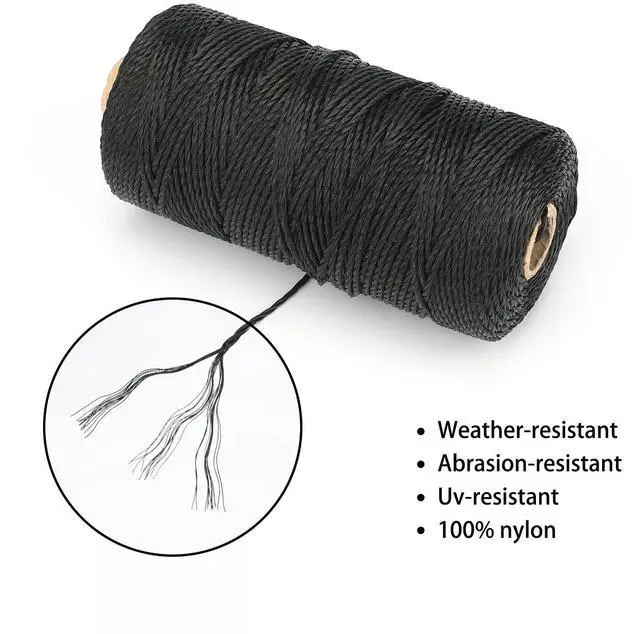 Alt view image 3 of 7 - 426 Feet Black Nylon Twine #36 Mason Nylon String Line, Gardening Nylon String, Durable Twisted Construction String Building Line for Climbing Plants, Gardening, Crafting