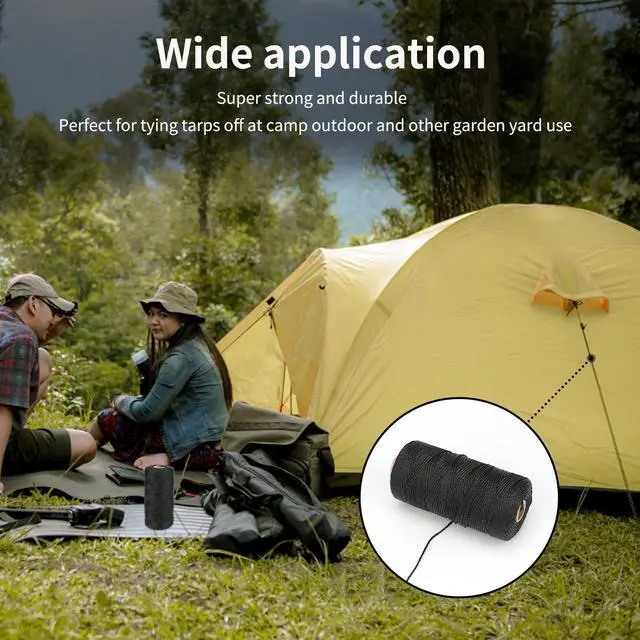 Alt view image 5 of 7 - 426 Feet Black Nylon Twine #36 Mason Nylon String Line, Gardening Nylon String, Durable Twisted Construction String Building Line for Climbing Plants, Gardening, Crafting