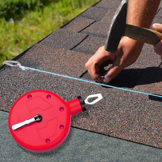 Alt view image 5 of 6 - 2 Pcs Chalk Line Tool 100 ft Portable Chalk Line Reel Box with PP Case for Building Construction Wood Working Decoration Brick Layer Drawing Straight (Red)