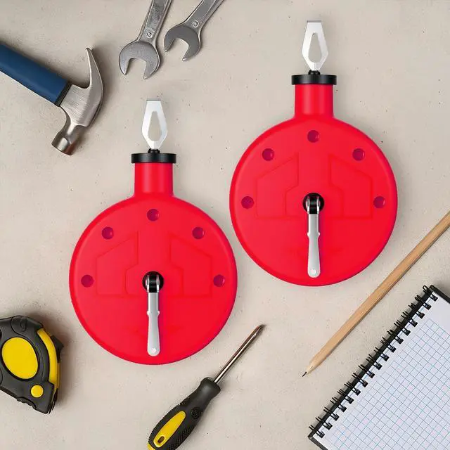 Alt view image 6 of 6 - 2 Pcs Chalk Line Tool 100 ft Portable Chalk Line Reel Box with PP Case for Building Construction Wood Working Decoration Brick Layer Drawing Straight (Red)
