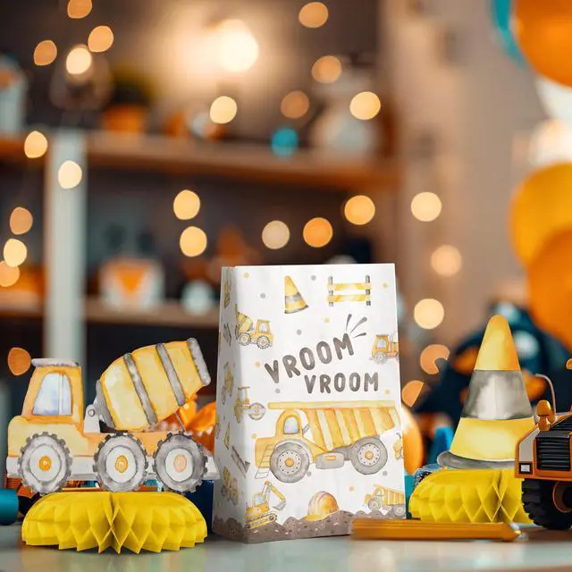 Alt view image 4 of 7 - Construction Truck Party Table Centerpieces 8PCS Under Construction Birthday Decorations for Boys, Dump Truck Excavator Cement Mixer Decor for Baby Shower or Kids Party