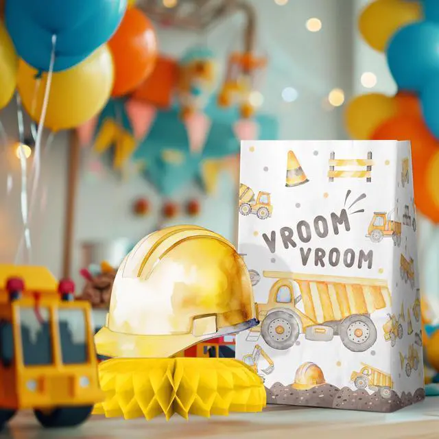 Alt view image 5 of 7 - Construction Truck Party Table Centerpieces 8PCS Under Construction Birthday Decorations for Boys, Dump Truck Excavator Cement Mixer Decor for Baby Shower or Kids Party