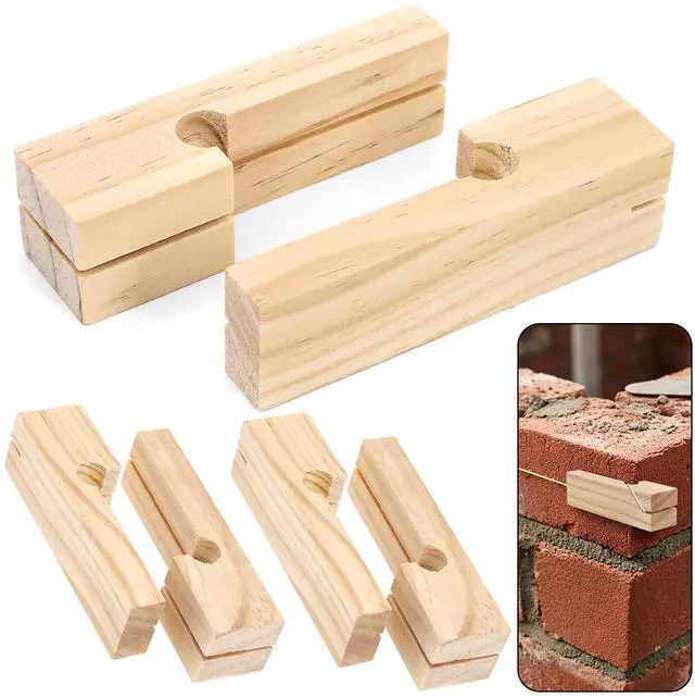 Main image of 6 Pack Wood Masonry String Line Block, 4 Inch Functional Building Construction Lines Concrete Blocks, Portable Bricklaying Tool Straight Line Stabilizer for Carpentry