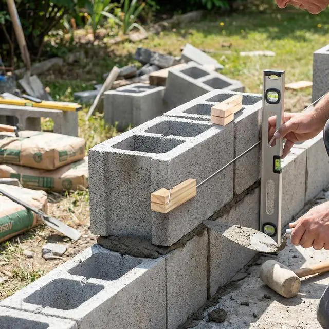 Alt view image 6 of 7 - 6 Pack Wood Masonry String Line Block, 4 Inch Functional Building Construction Lines Concrete Blocks, Portable Bricklaying Tool Straight Line Stabilizer for Carpentry