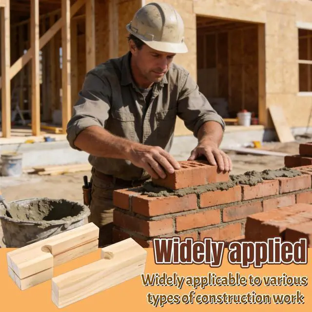 Alt view image 7 of 7 - 6 Pack Wood Masonry String Line Block, 4 Inch Functional Building Construction Lines Concrete Blocks, Portable Bricklaying Tool Straight Line Stabilizer for Carpentry