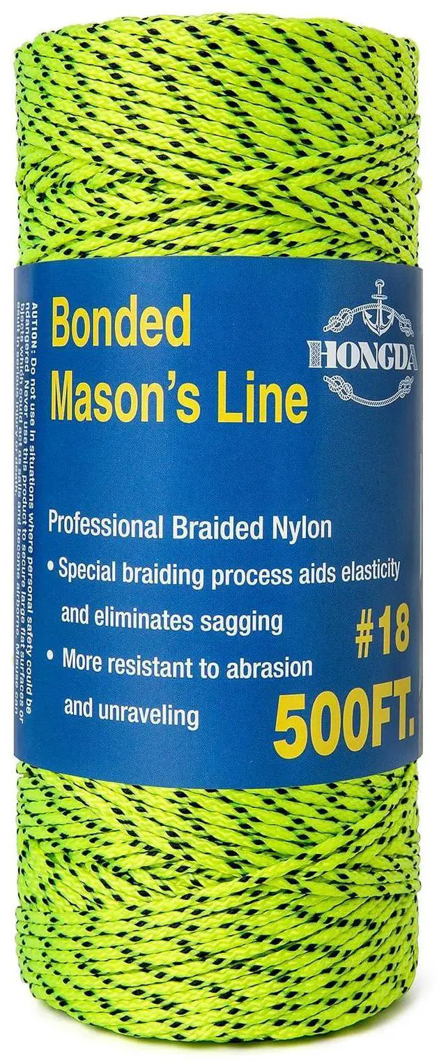 Main image of Professional Masonry String Lines, 500 Feet #18 Bonded Braided Nylon Mason Line, Durable and Versatile String for Masonry, Construction, Gardening, and DIY Projects