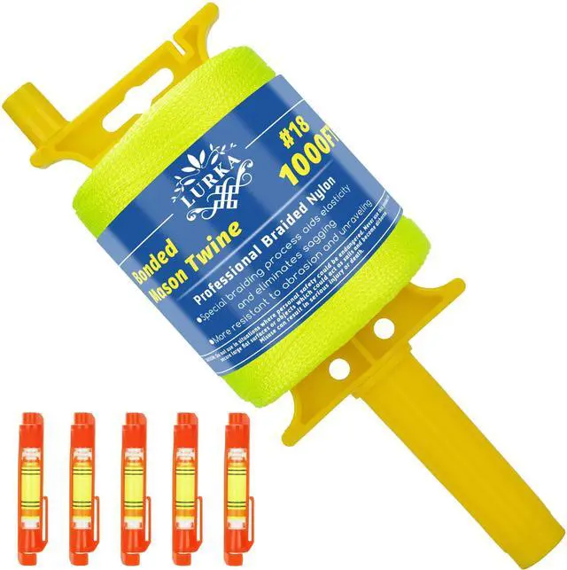 Main image of Mason Line String,#18 1000 Feet 8 Braided Construction Nylon Line with 5 Built-in Levels and Spool Fluorescent String Line for Precision Work, DIY, and Gardening Projects (Yellow)