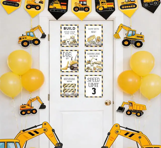Alt view image 4 of 5 - Construction 3rd Birthday Party Signs, Speed Limit,Birthday Decorations for Boys, Construction Party Decorations, Racing Fans Welcome Porch Sign for Boys Let's Go Racing Party Supplies for Race Fans