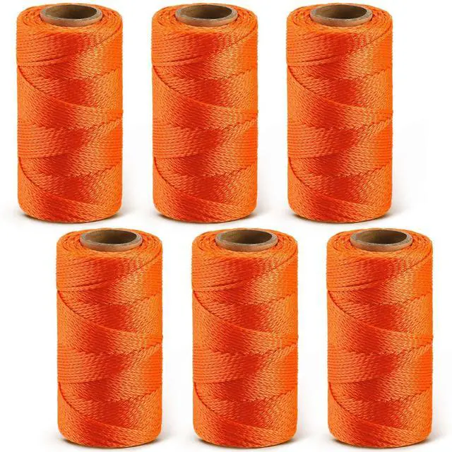 Main image of 6 Roll Mason String Line #18, 250 ft Nylon Braided Construction String Line, Heavy Duty Outdoor Twine Rope for Gardening or Masonry Tools Construction DIY Project, Fluorescent Orange