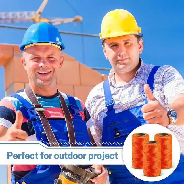 Alt view image 7 of 7 - 6 Roll Mason String Line #18, 250 ft Nylon Braided Construction String Line, Heavy Duty Outdoor Twine Rope for Gardening or Masonry Tools Construction DIY Project, Fluorescent Orange