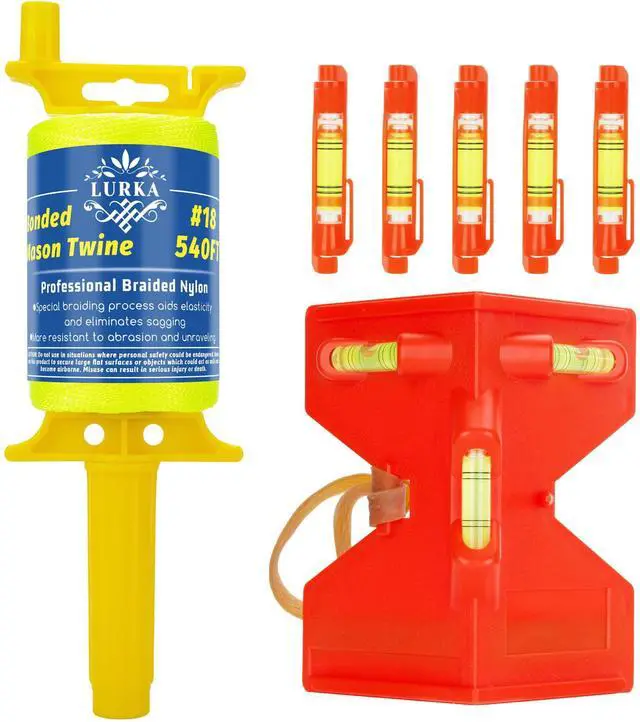 Main image of #18 Mason Line String with Post & Pipe Level & 5 Line Levels, 540 Feet Braided Nylon Twine, High-Visibility String Line for Construction, Gardening, DIY, and Outdoor Projects (Yellow)