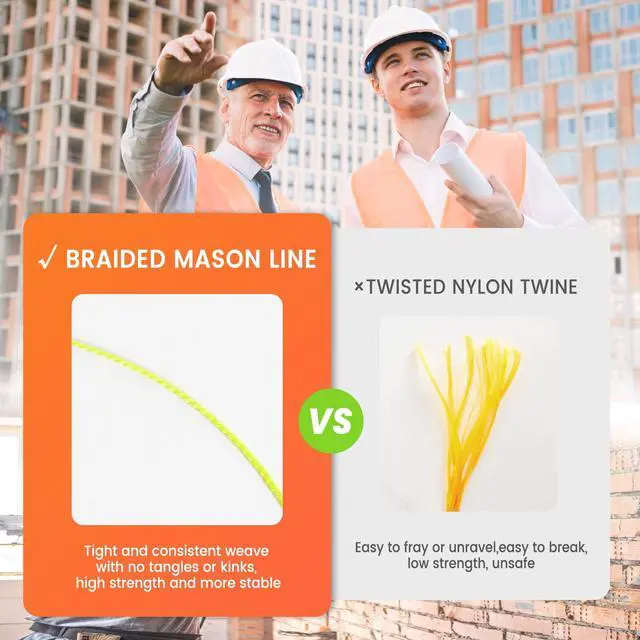 Alt view image 5 of 7 - Mason Line, 500 Ft #18 Braided Nylon String, Premium String for Masonry Jobs, Construction, Gardening, Net Making and Mending, DIY Projects, Fluorescent Yellow