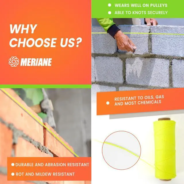 Alt view image 4 of 7 - Mason Line, 500 Ft #18 Braided Nylon String, Premium String for Masonry Jobs, Construction, Gardening, Net Making and Mending, DIY Projects, Fluorescent Yellow