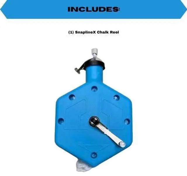 Alt view image 2 of 2 - SnapLine X Heavy Duty Chalk Line, Blue, Professional Construction Marking Tool, 100-Foot Line, Ergonomic Design, for Roofing, Building