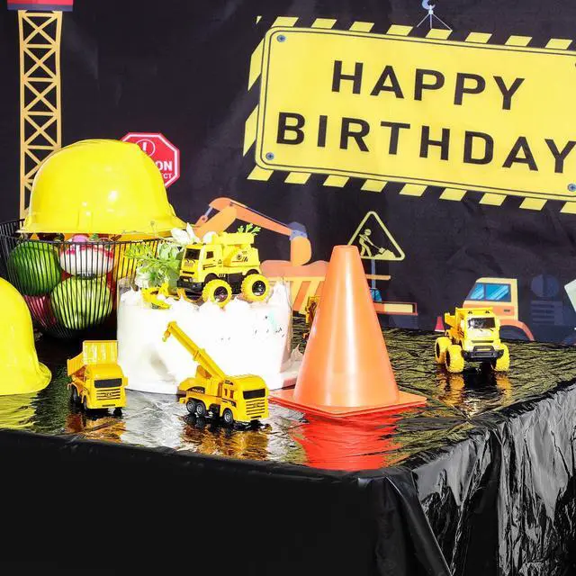 Alt view image 7 of 7 - 6 Pcs Construction Birthday Party Tablecloth 51 x 71 Inch Road Table Runner Dump Truck Birthday Table Covers for Kids Boys Racing Party Decorations(Elegant Style)