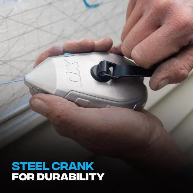Alt view image 5 of 7 - Tools Contractor 100ft Chalk Line Tool Aluminum Construction Steel Crank & 1:1 Gear Ratio and Cotton and Nylon Basic Fine Line Marking Tool Professional Grade Chalk Box OX-T630501