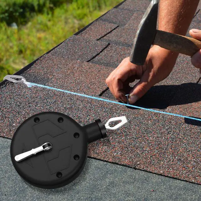 Alt view image 5 of 7 - 1 Pcs Chalk Line Tool 100 ft Portable Chalk Line Reel Box with PP Case for Building Construction Wood Working Decoration Brick Layer Drawing Straight (Black)