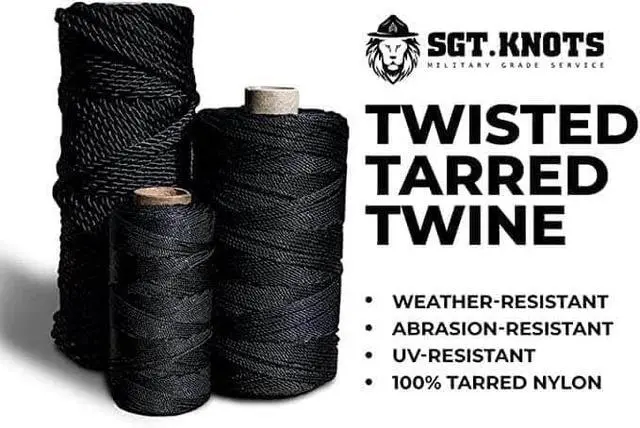 Alt view image 2 of 7 - Tarred Twine - 100% Nylon Bank Line for Bushcraft, Netting, Gear Bundles, Construction, Lacing Twisted Cord, Weatherproof #36-1/4 lb (120 ft)