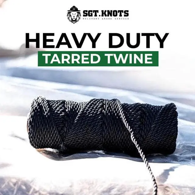 Alt view image 3 of 7 - Tarred Twine - 100% Nylon Bank Line for Bushcraft, Netting, Gear Bundles, Construction, Lacing Twisted Cord, Weatherproof #36-1/4 lb (120 ft)