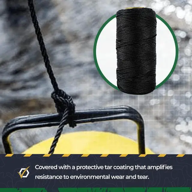 Alt view image 4 of 7 - Tarred Twine - 100% Nylon Bank Line for Bushcraft, Netting, Gear Bundles, Construction, Lacing Twisted Cord, Weatherproof #36-1/4 lb (120 ft)