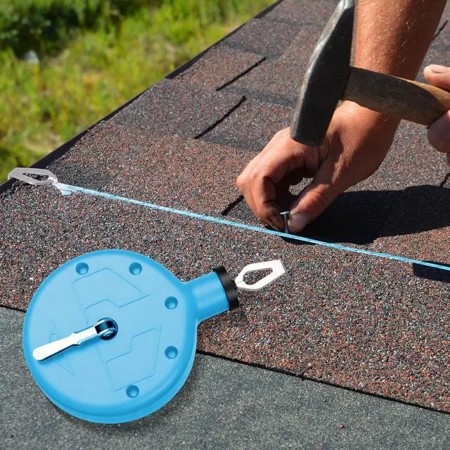 Alt view image 5 of 6 - 2 Pcs Chalk Line Tool 100 ft Portable Chalk Line Reel Box with PP Case for Building Construction Wood Working Decoration Brick Layer Drawing Straight (Blue)