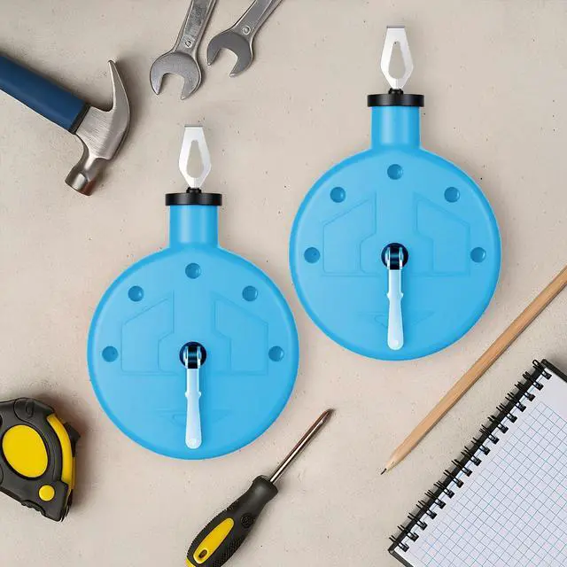 Alt view image 6 of 6 - 2 Pcs Chalk Line Tool 100 ft Portable Chalk Line Reel Box with PP Case for Building Construction Wood Working Decoration Brick Layer Drawing Straight (Blue)