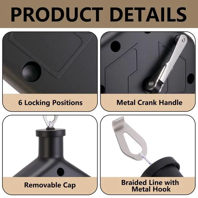 Alt view image 3 of 7 - 2 Pcs 100Ft Chalk Line Reel Box, Portable Chalk Reel with Carabiner, Black Chalks Line Tool for Construction Carpentry Projects Drawing Straight, 6 Locking Positions