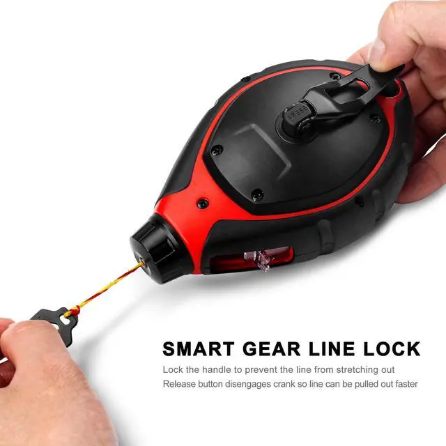 Alt view image 5 of 7 - Chalk Line Tool, 100ft Chalk Box with 6:1 Gear Ratio & Construction String Line, Carpenter Tools for Framers, Roofers, and Deck Builders HT0108