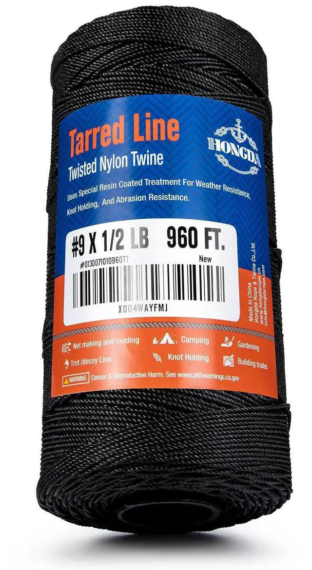 Alt view image 3 of 6 - Tarred Bank Line Twine, 960 Feet Nylon Twine #9 Bank Line-Black Nylon String 1.1mm, Black Strong Twisted Seine Rope Ideal for Gardening, Construction, Gear Tying, Jungle Survival