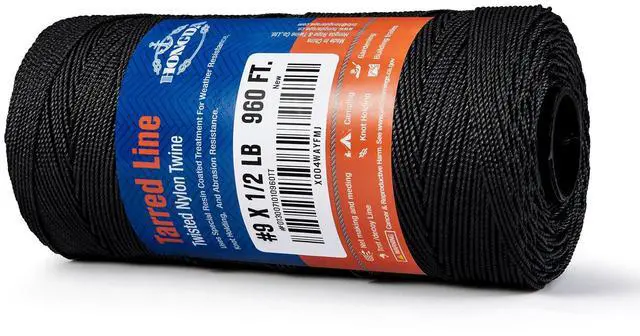 Alt view image 4 of 6 - Tarred Bank Line Twine, 960 Feet Nylon Twine #9 Bank Line-Black Nylon String 1.1mm, Black Strong Twisted Seine Rope Ideal for Gardening, Construction, Gear Tying, Jungle Survival