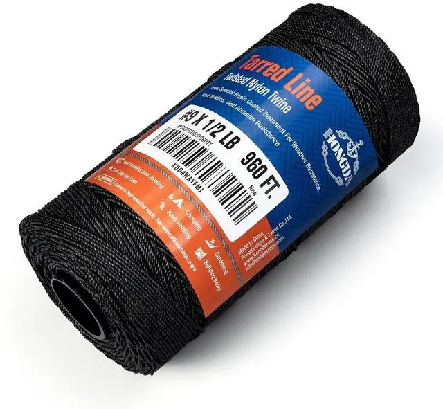 Alt view image 5 of 6 - Tarred Bank Line Twine, 960 Feet Nylon Twine #9 Bank Line-Black Nylon String 1.1mm, Black Strong Twisted Seine Rope Ideal for Gardening, Construction, Gear Tying, Jungle Survival