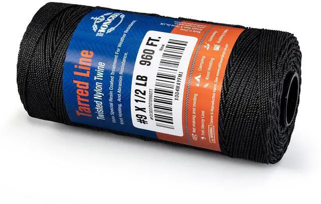 Alt view image 6 of 6 - Tarred Bank Line Twine, 960 Feet Nylon Twine #9 Bank Line-Black Nylon String 1.1mm, Black Strong Twisted Seine Rope Ideal for Gardening, Construction, Gear Tying, Jungle Survival