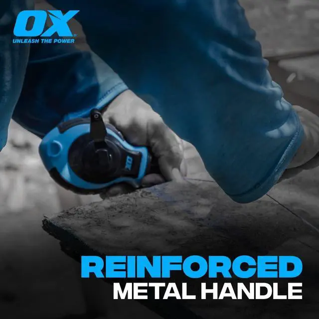 Alt view image 4 of 7 - Tools OX-P027731 Chalk Line - 100' Thick Line, Curved Hook, 6:1 Gear Ratio, Metal Handle, Easy Top Load, Ergonomic Shape & Rubber Grips - Ideal for Deck Builders, Framers, Roofers
