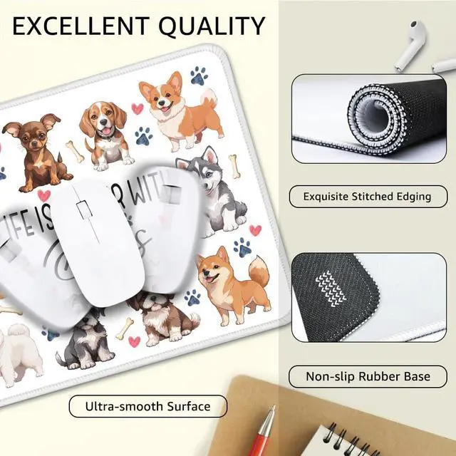 Alt view image 3 of 6 - Funny Life is Better with Dogs Mouse Pad Gifts for Dog Lover