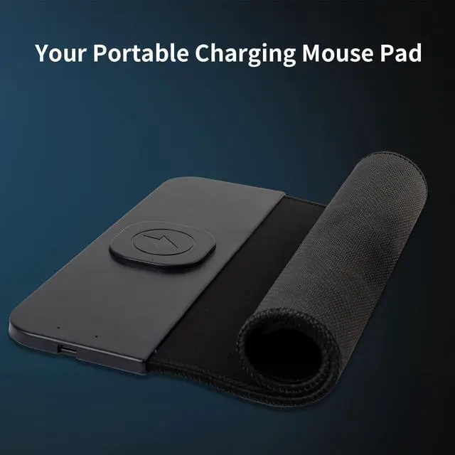 Alt view image 3 of 7 - 15W Wireless Charging Mouse Pad, 2 in 1 Desk Pad with Non-Slip Rubber Base, Fast Qi Wireless Charger for iPhone/Computers/Home Charging Devices, 12.8 * 8.5in Mouse Pad - Gray